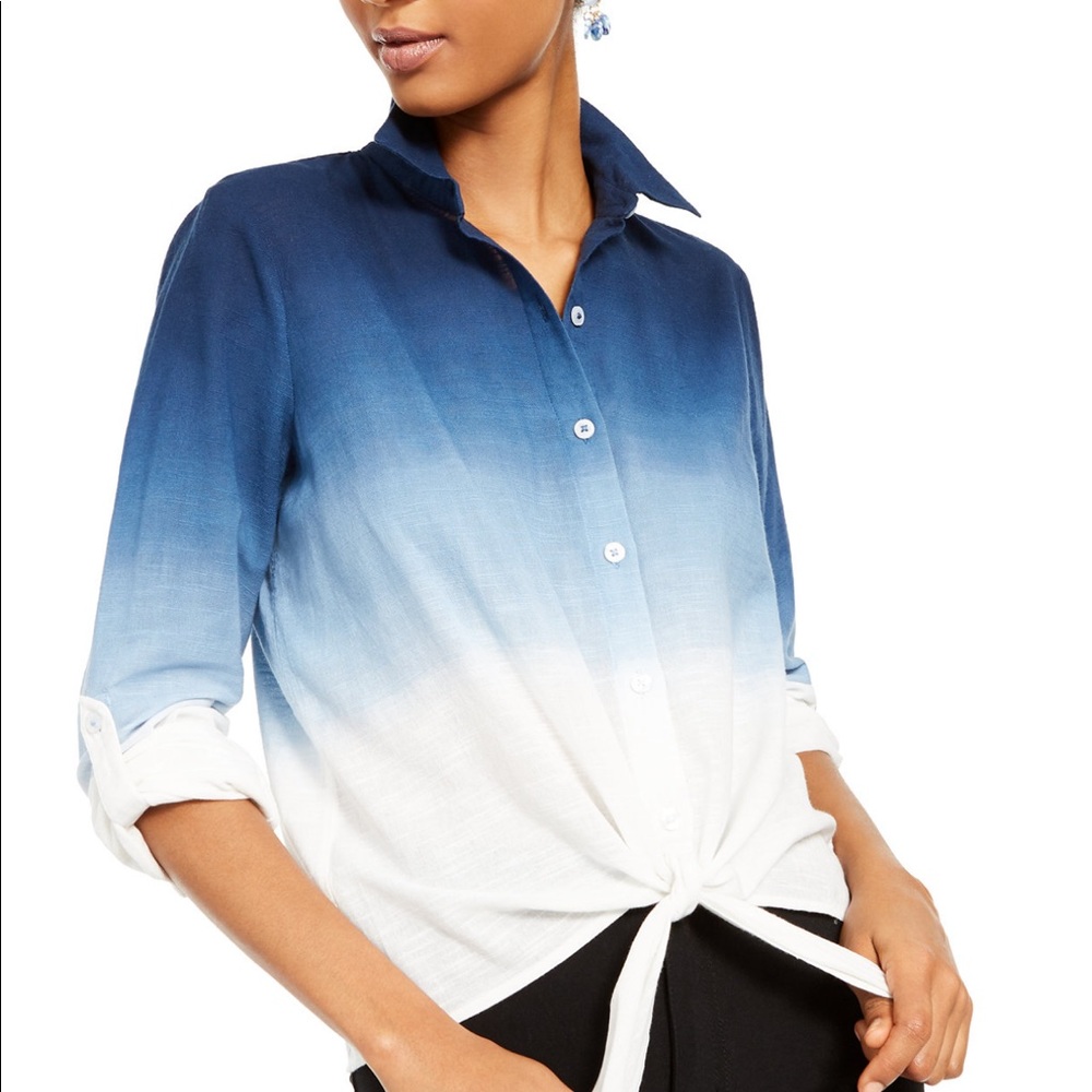 INC Tie Dye Tie Front Shirt